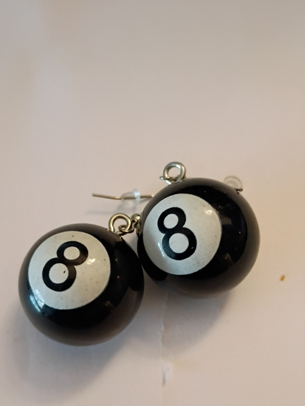 Black 8-Ball Drop Earrings for Women